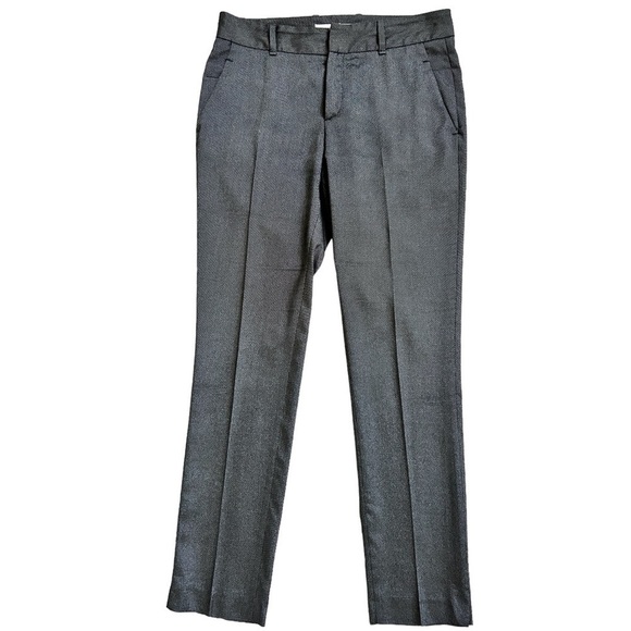 Zara Women’s Dress Pants Black White High Sheen Fabric Tapered Leg Office Size 4 - Picture 1 of 12